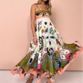 thumbnail image 2 of Vestido de fiesta largo sin mangas con estampado de grafiti y tirantes de algodón y lino para mujer de Independent Station, 2 of 5