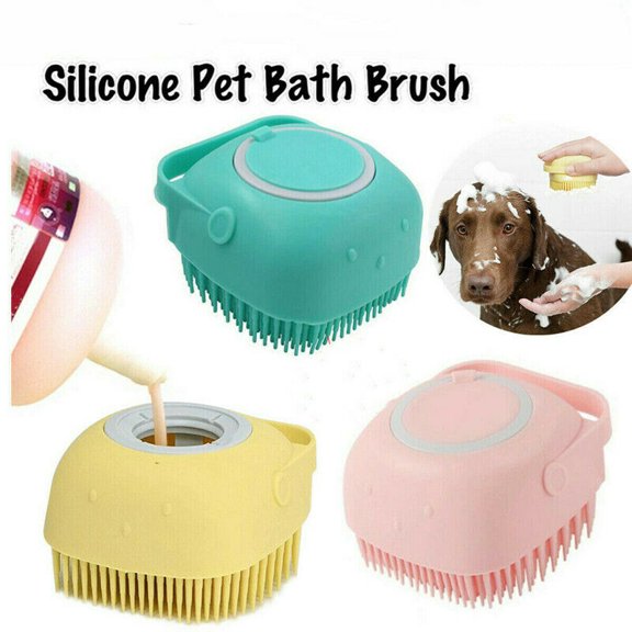 SNNROO Molain Dog Cat Bath Brush Comb Silicone Rubber Dog Grooming Brush Silicone Puppy Massage Brush Hair Fur Grooming Cleaning Brush Soft Shampoo Dispenser