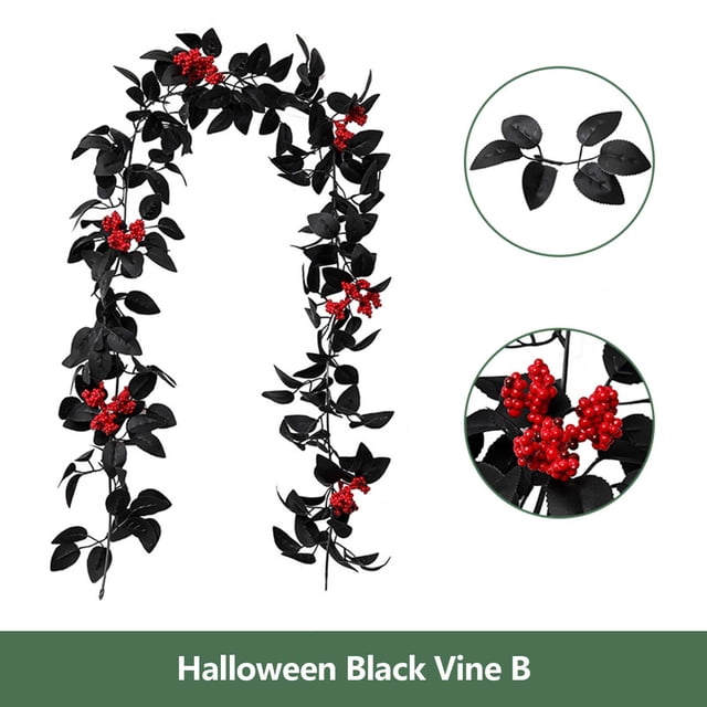 YTCAMLO Décorations d'Halloween Intérieur Extérieur en Liquidation, Décoration d'Halloween Arrangement de Fête Sombre Rose Noire Noël Rétro Rose Tournesol Simulation Rotin, Décorations d'Automne pour la Maison