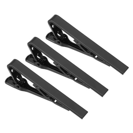 3 Pcs Skinny Tie Clips for Men, Copper Suit Tie Clips Men Tie for Father, Husband, Lover(Black, Glossy)