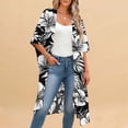 thumbnail image 6 of Xdegoge Kimono Cardigans for Women Open Front Half Sleeve Boho Tropical Print Cover Up Sheer Chiffon Duster Lightweight Summer Casual Daily Outerwear, 6 of 9