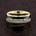 thumbnail image 4 of 100S JEWELRY Carbon Fiber Meteorite Inlaid Gold Tungsten Rings for Men Women Wedding Band Engagement Promise Sizes 6-16 (Tungsten, 12), 4 of 6