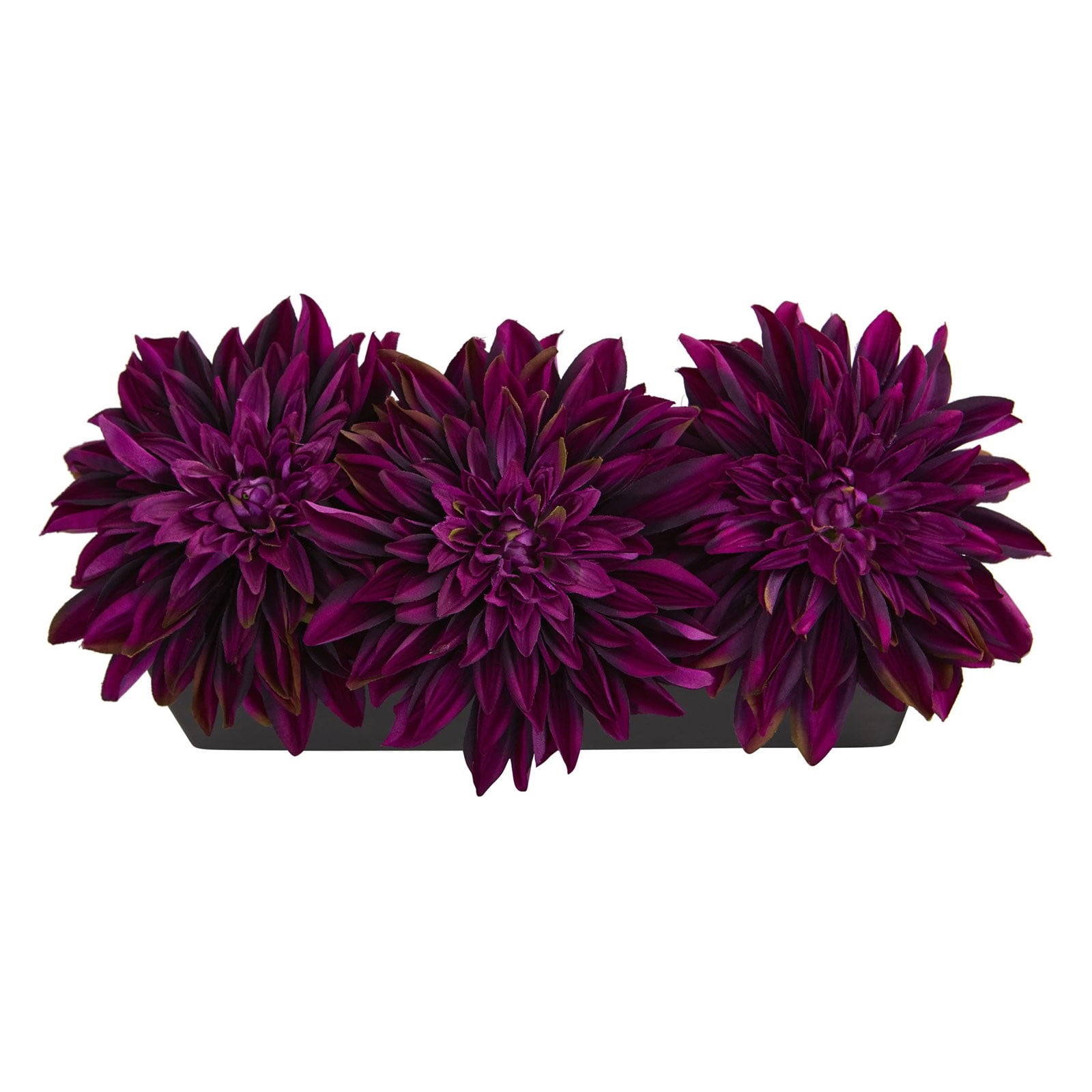 Nearly Natural Dahlia Artificial Arrangement in Black Planter, Orange