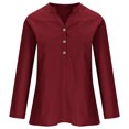 thumbnail image 4 of Womens Blouses Summer Solid Color Stank Button Long Sleeve Casual Smock Tops Daily-Wear, 4 of 5