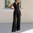 thumbnail image 4 of GILIGEGE Women 2 Piece Suit Set,Pant Suits for Women,Sleeveless Blazer Vest Wide Leg Pantsuit Sets,Two Piece Outfit Professional Office Work Pantsuits Set,Business Casual Blazer Sets Black L, 4 of 4