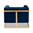 thumbnail image 4 of Baxton Studio Ambra Glam and Luxe Royal Blue Velvet Fabric Upholstered and Button Tufted Armchair with Gold-Tone Frame, 4 of 10