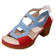 thumbnail image 1 of Zapatillas de Verano para las Mujeres Color Bloque Hueco Tacones, Zapatillas para las Mujeres Tacón Medio Correa Trasera, 1 of 9