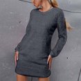 thumbnail image 5 of WJHWSX Womens Dresses,Dresses for Women,Womens Fall Dresses,Long Sleeve,Crew Neck,Soft,Solid,L(US:8), 5 of 8
