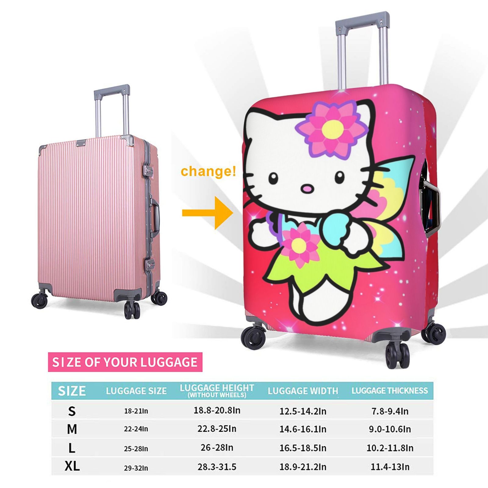 Housse De Protection Valise élastique Anti-rayures - Fermeture éclair, Lavable, Tailles S à XL Pour 45-81 Cm - 14