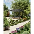thumbnail image 2 of BeesClover 10x10 Ft Outdoor Pergola Metal Gazebo with Retractable Canopy for Backyard Deck Patio Porch Grape Trellis, 2 of 6