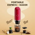 thumbnail image 4 of Portable Electric Espresso Machine, Travel Coffee Maker for Camping, On the Go Car Coffee Maker Self-Heating with USB-C, With Ground Coffee & N Espresso Capsule for RV/Hiking/Office, Red, 4 of 5