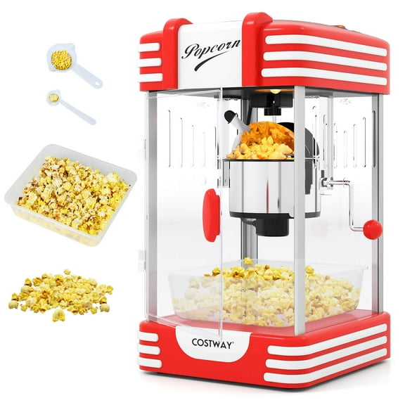 Costway 3.5 Oz Popcorn Machine with Stainless Steel Kettle, Halogen Light, Kernel Oil Scoops