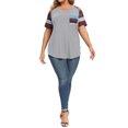 thumbnail image 6 of ZXSXSY Women Plus Size Round Neck Short Sleeves Colorblock Tunic Shirt XL-5XL, 6 of 7