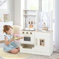 thumbnail image 4 of OLAKIDS Kid Kitchen Playset, Toddler Wooden Pretend Cooking Set with Realistic Light & Sound, Stove, Sink, Microwave, Storage Cabinet, Play Kitchen Toy Set for Children Boys Girls (Classical), 4 of 10