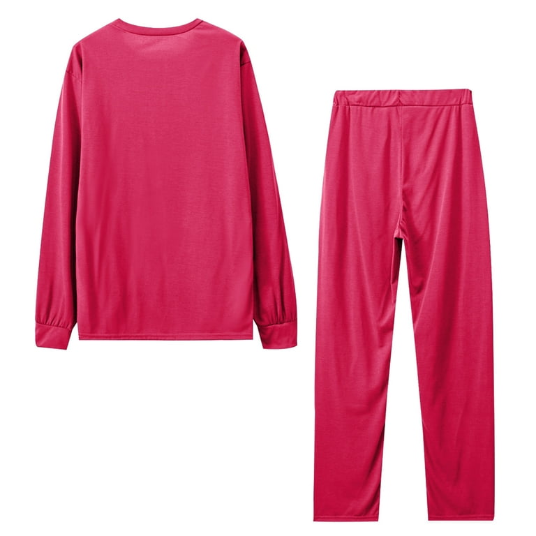 Womens Long Sleeve Plain Lounge Wear Set Two Piece Co-Ord Casual Comfy  Tracksuit