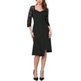 thumbnail image 2 of INSPIRE CHIC Women's Lace Formal Dress 3/4 Sleeves Sweetheart Neck Irregular Hem Cocktail Evening Dresses S Black, 2 of 6