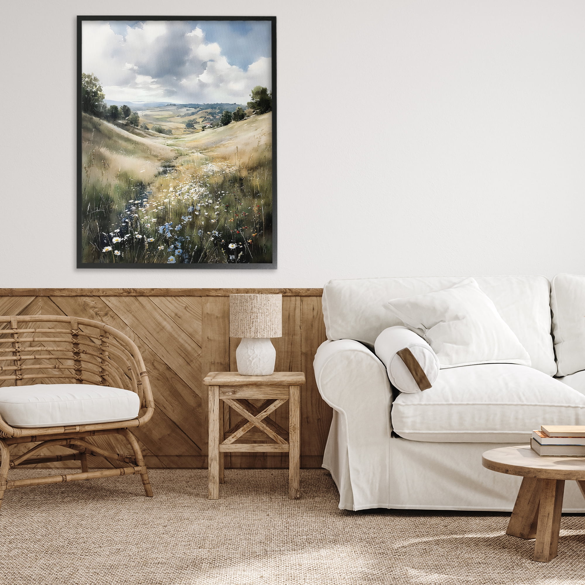Stupell Industries Floral Valley of Wild Daisies Black Framed Giclee Art, design by Franklyn Gregory