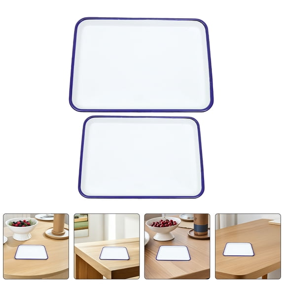 Raindrops 2Pcs White Enamel Baking Trays Non Stick Versatile Oven Pans for Roasting