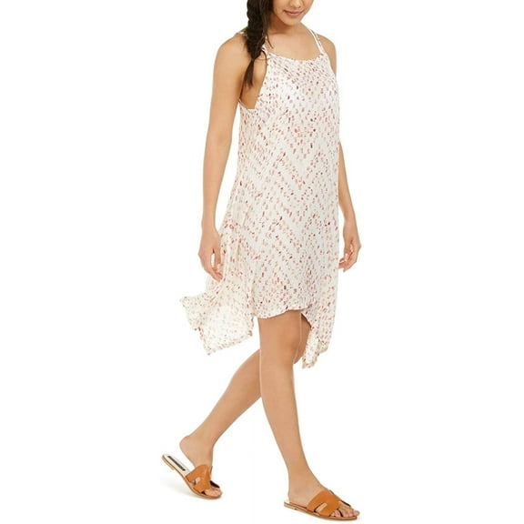 J Valdi CORAL MULTI Sleeveless Printed Swim Dress Cover-up, US Medium