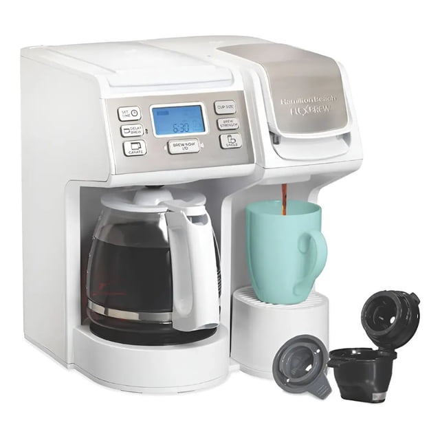 Cafetera Hamilton Beach FlexBrew para 12 Tazas y Taza Individual, Compatible con Cápsulas K-Cup y Café Molido, Programable