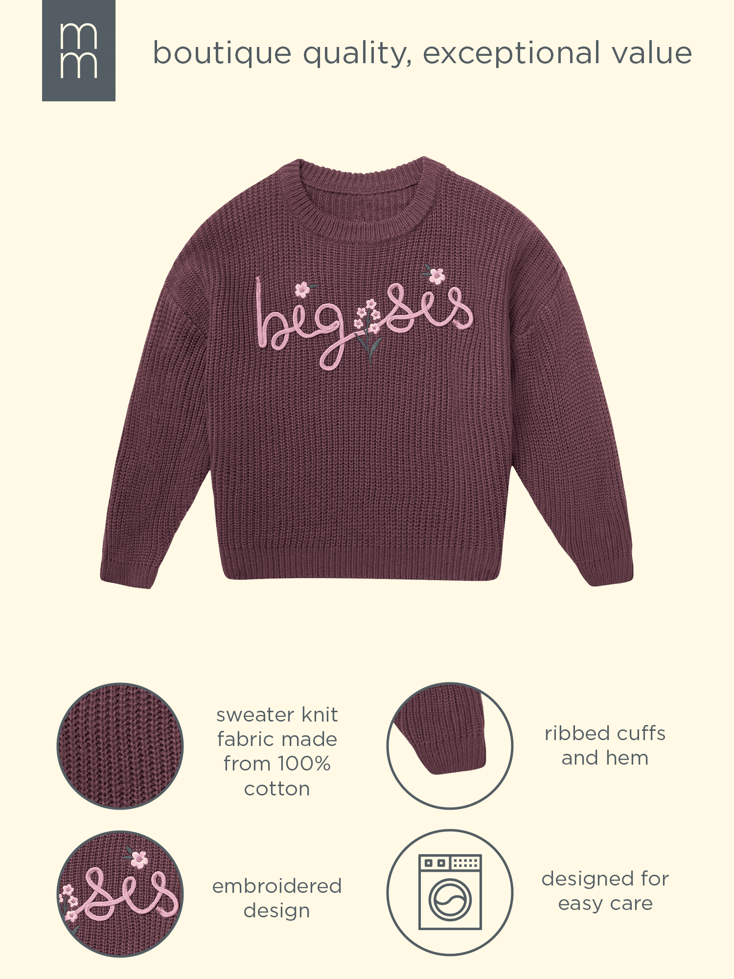 Modern Moments by Gerber Toddler Girl Affirmation Sweater, Sizes 12 Months - 5T