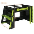 thumbnail image 6 of Euroco Full Size Loft Bed with Desk, Gaming Bed with RGB Light and Storage Selves, Green, 6 of 16