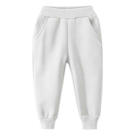 XIMIN Children's Casual Sports Boys Girls Autumn and Winter Solid Color Padded Pants Kids Girl Boy Loose Fit Pants Loose Elastic Waist Long Trousers