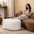 thumbnail image 3 of Jaxx Paran Pouf Ottoman, Large, Faux Fur, Modern Accent, Ivory, 3 of 6