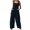 Navy, variant on Puntoco Women Plus Size Jumpsuit Clearance Ethnic Style Solid Buttons Pocket Suspender Jumpsuit Gray XL