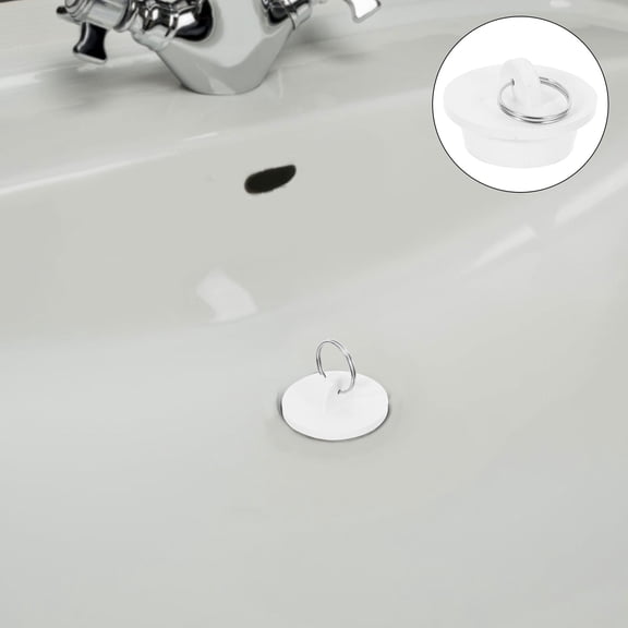 COOPHYA White Rubber Bathtub Drain with Pull , Leak-Proof Bathroom Sink Plug Accessory