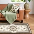 thumbnail image 2 of Beige Blue Medallion Hallway Runner Rug, Traditional French Country Long Floor Mat, Non-Slip Washable Vintage Ornate Rug for Entryway Kitchen, 2 of 9