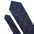 thumbnail image 5 of Navy Red Skull Designer Mens Tie Necktie Handkerchief Cufflinks Set Silk Ties For Male Stylish Party Business Gift, 5 of 5