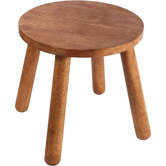 Round Solid Wooden Step Stool, Garden Stool,11.8''H, Stool , Detachable for Stand, Kitchen, Bathroom,,Livingroom (Walnut, 11.8inch)