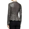 thumbnail image 2 of Luis Leather Women's Peplum Drowned Grey Genuine Lambskin Biker Leather Jacket Custom, 2 of 4