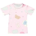 thumbnail image 5 of Odeerbi Kids Boys Girls Summer Outfits Set Cartoon Print Pajamas Cute Loungewear Children Casual Short Sleeve Tops Shorts with Drawstring Print Homewear Sports Two-piece Set Pink-3, 5 of 6