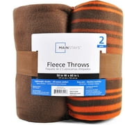 Mainstays Harvest 2Pk Fleece Throws, Costa Brown