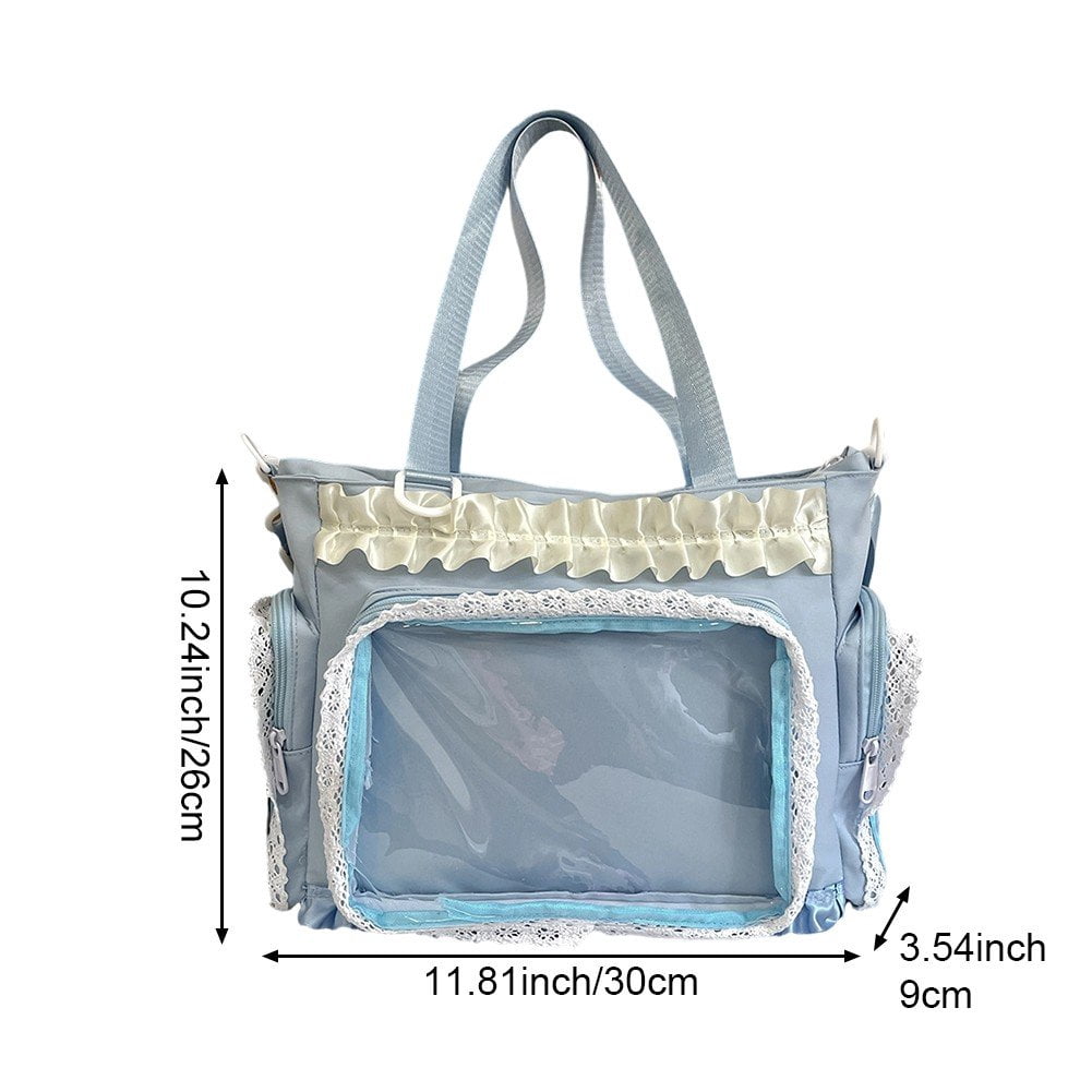 Hzzsbu Lace Bow Ita Bag Transparent Pin Display Crossbody