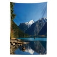 thumbnail image 3 of Ambesonne Landscape Tablecloth Rectangular Table Cover, Winter Mountain Trees, 60"x90", Dark Brown White, 3 of 4