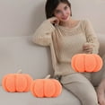thumbnail image 4 of Solid Color Plush Pumpkin Toy, Cute Shaped Cushion Throw Pillows for Fall Party Bed Sofa Decor, 7.1 inch, 4 of 6