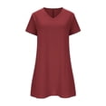 thumbnail image 4 of FengLS Women's Plus Size Dress Summer Comfy Wide Hem Short Dress with Pockets Causal Breathable V-Neck Short Sleeves Vacation Dress, 4 of 6