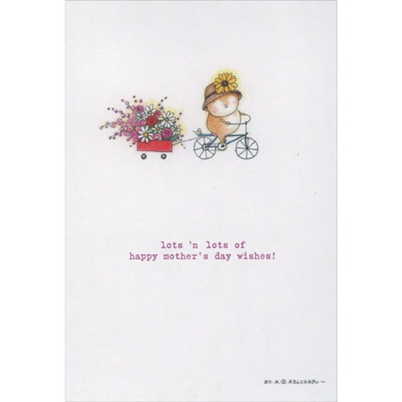 Recycled Paper Greetings Bear Riding Bike and Pulling Wagon of Flowers: Lots 'n Lots of Wishes Cute Mother's Day Card for Mom