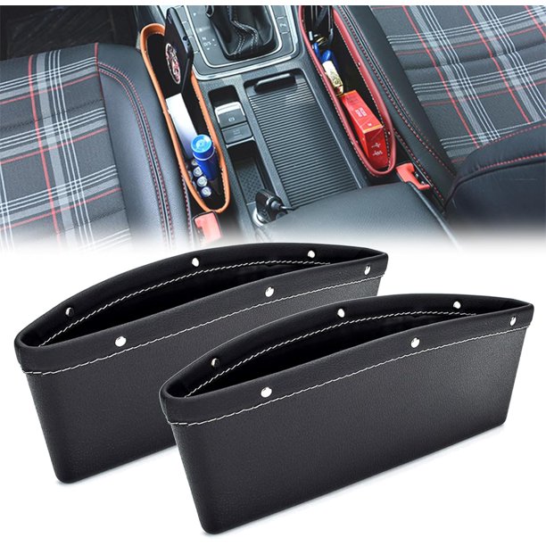 Organizador de espacio para asientos de automóvil, bolsa de almacenamiento de PU para espacio para asientos delanteros de automóvil, bolsillo de relleno para espacio para asientos de automóvil para an