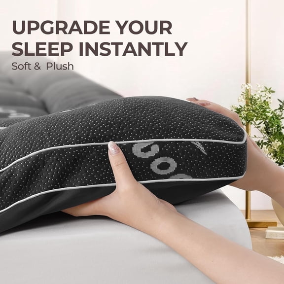 EMONIA Ultra Soft Mattress Topper Full for Back Pain Relief, Rayon Derived from Bamboo Pillow Top Mattress Pad with 8-21" Deep Pocket, Naturally Cooling Noiseless OEKO-TEX Certified (Black,Full)