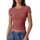 thumbnail image 1 of Camiseta QINSEN Slim Fit de manga corta para mujer Merlot S, 1 of 6