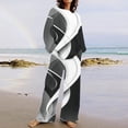thumbnail image 1 of Puntoco Traje De Pantalón Y top De Cuello Redondo De Manga Larga Con Estampado Informal De Verano Para Mujer Negro L, 1 of 5