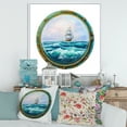 thumbnail image 2 of Designart 'Ship In Stormy Ocean Through Cabin Window' Nautical & Coastal Framed Canvas Wall Art Print, 2 of 5