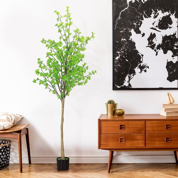 70.8 Inch Artificial Tree, Faux Green Leaf Tree with Pot, Lifelike Fake Plant for Home Office Decor, Indoor Outdoor Use