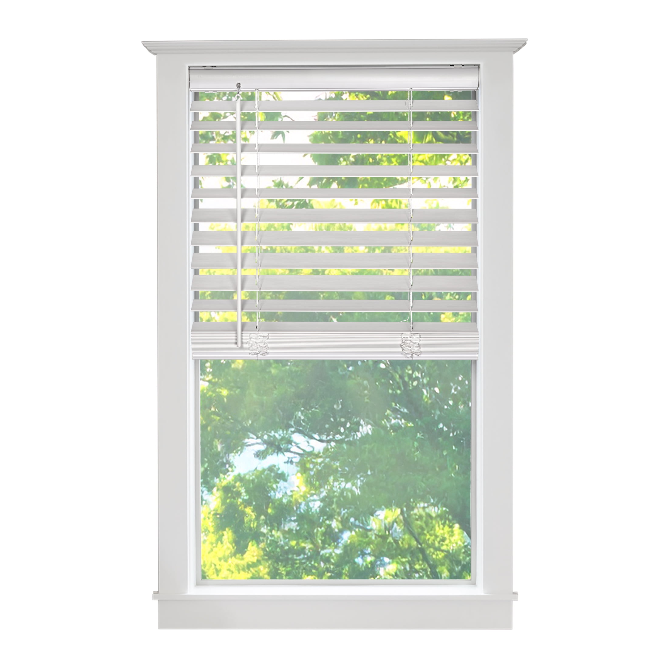 MAINSTAYS 2-inch Faux Wood Horizontal Window Blinds, White, 28 in. x 48 in.
