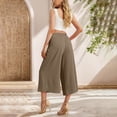thumbnail image 6 of Women's Pants Fashion Casual Pants For Women Flowy Linen Wide Leg Tie Knot Loose Beach High Waisted Trousers With Pockets, 6 of 7