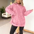 thumbnail image 2 of Denim Hoodie, Yigetop Ladies' Long Sleeve Pullover Sweatshirts Versatile Loose Hooded Pullover Denim Sweatshirt Jean Hoodie Women, Pink XL, 2 of 4